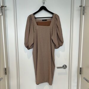 Soaked In Luxury Brown Gingham Dress - EUC - Size M
